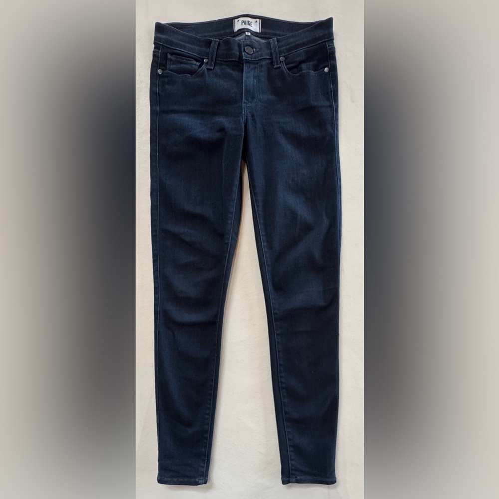 PAIGE Verdugo Ultra Skinny Emma Dark Wash Mid-Rise Jeans (28) - Picture 3 of 17